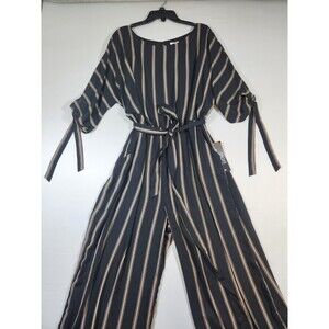 Avenue Striped Wide-Legged Jumpsuit Womens 18/20 NWT Tie Waist Split Sleeve